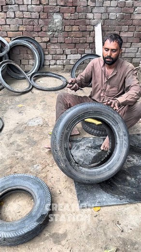 How Mini Truk Tire Cutting Process for Recycling | Creation Station