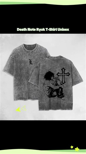 Death Note Ryuk, Shinigami, Light Yagami Anime Double Printed Washed T-Shirt Unisex Mineral Anime Manga Washed Heavy Cotton T-shirt, Gift For Anime Fan Lover #tshirts #bluejeans #kpopmerch #personalisedhoodie #youngmen #menclothes #menundershirt #casualtshirt #nirvanahoodie #brandedmerchandise