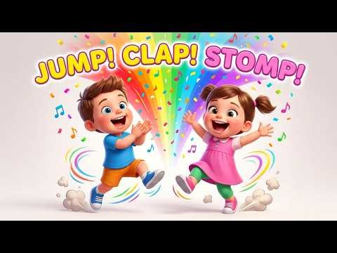 Action Words Dance Party! | Jump, Stomp & Move! | Fun Kids Learning Song| WigglyWoo Nursery Rhymes|