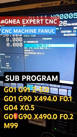 subprogram on cnc machine fanuc control sub program #subprgramfanuccnc #m98 #M98 #M99 #cncshorts