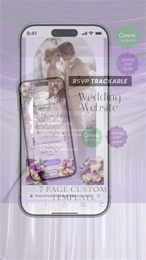 Lavender Purple Floral Wedding E-Invitation Canva, Animated, RSVP, Music, Wedding,Countdown,Romantic