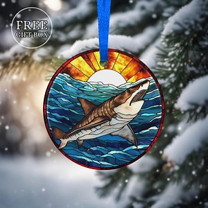 Personalized Shark Stained Glass Imitation Ceramic Ornament, Fishing Beach Keepsake Gift Idea, Animal Name Gift, Angler, Ocean Sea - Etsy