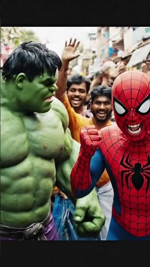 "SPIDER-MAN vs HULK – ஜூஸ் கடை கலாட்டா! 😂" | #aitrends #hulk #shortsviral