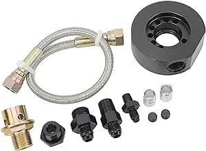 Swap Engine Conversion Adapter, 11Pcs VTEC Head Conversion Kit Oil Filter Plate Adapter Aluminum Replacement for LS B18 B20 (Black)