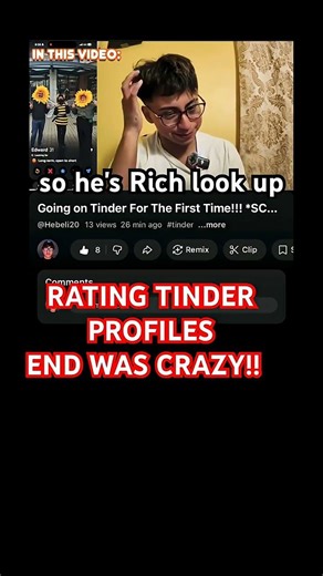 RATING TINDER PROFILES FOR THE FIRST TIME!!! #shorts #tinder #shortvideo #whatieatinaday