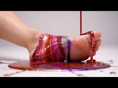 [ASMR] Spilled Paint on woman's Bare Feet [Oddly Satisfying]: #barefoot