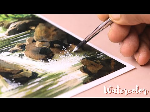How I painted flowing water with watercolor | Watercolor Painting stream