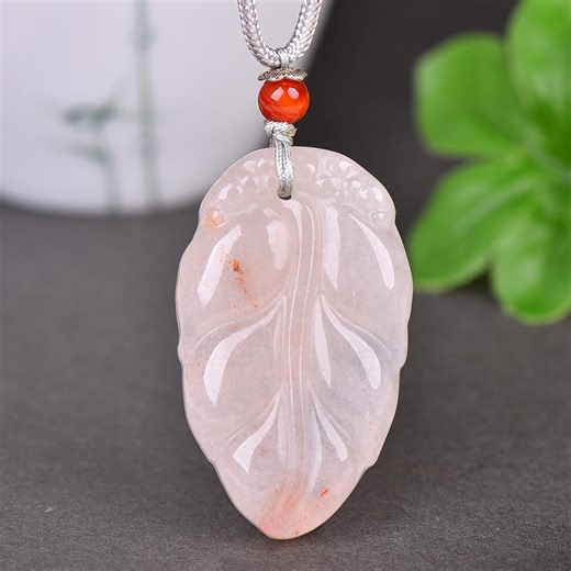 Rose Quartz Leaf Pendant: Oriental Symbol of Growth, Prosperity & Renewal - Etsy