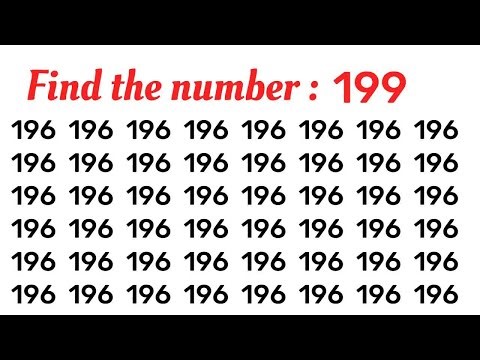 Find the Number "199", Test your eyes. Sharpen your Brain. Focus your mind. Number Challenge.