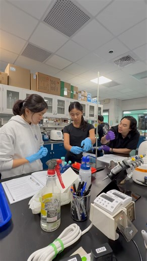 3.3K views · 40 reactions | How do you make learning glow in a lab? Our Upper School Synthetic Biology students got hands-on with discovery by extracting a glowing green protein. Working in the dark with blacklight flashlights, they watched the glowing protein move through a purification column in real time, revealing the power of molecular biology in action! #TASTigers #ScienceInAction #syntheticbiology #scientificthinking | Taipei American School | Facebook