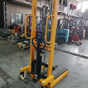 [Hot Item] 1 Ton 1.6 M Portable Pallet Self Loading Lifting Forklift Electric Stacker Manual Hydraulic Stacker