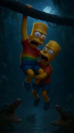 Simpsons family hanging from a crocodile #simpsons #usa #cartoon