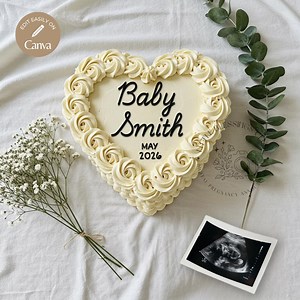 Vintage Heart Cake Pregnancy Announcement, Editable Gender Reveal, Digital Baby Announcement for Instagram - Etsy