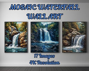 Mosaic Waterfall Wall Art Room Decor Printable Digital Art | Beautiful Waterfall Art Decoration Room Aesthetic - Etsy Canada