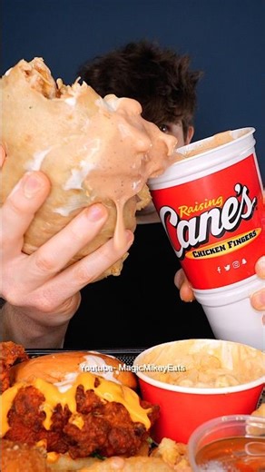 GIANT Chipotle Burrito + Canes Sauce + Wingstop + Popeyes + Dave’s Hot Chicken?! #asmr #mukbang