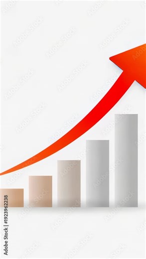 Vertical video: Play starting growth chart rising on slide, five bars and arrow showing growth