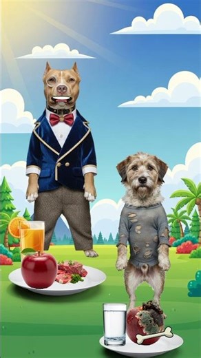 Rich Dog Help Poor Dog To Eat Together 🥺 #dogvideos #doglovers #shorts #trending