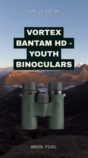 We know the struggle is real: getting kids excited about the outdoors when screens are everywhere. That’s why we love the Vortex Bantam™ HD 6.5x32 Youth Binocular (approx. NPR 13,500/-). It’s not a toy—it’s a powerful tool that makes nature instantly more fascinating! Why Parents Choose the Bantam HD: 1. HD Clarity: Crystal clear views that turn a distant bird into a close-up lesson. 2. Kid-Proof: Waterproof, fog-proof, and backed by the legendary Vortex Unlimited Lifetime Warranty. 3. Perfect F