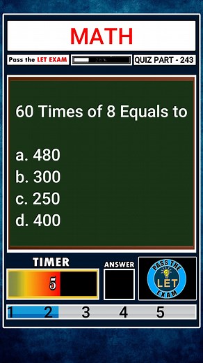 9.2K views · 150 reactions | Math Quiz Part 243 Pass the LET Exam LET Reviewer with answers #reels #letreviewer2023 #letreviewerexam #letreviewerdrill #letexam #letreviewer #letreviewerwithanswer #letreviewerpdf #letreviewers | Pass the LET Exam | Facebook
