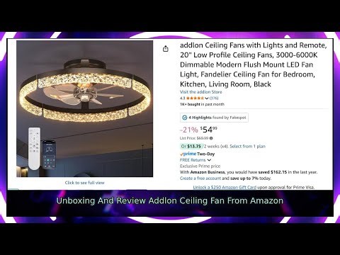 addlon Ceiling Fans with Lights and Remote, 20'' Low Profile Ceiling Fan