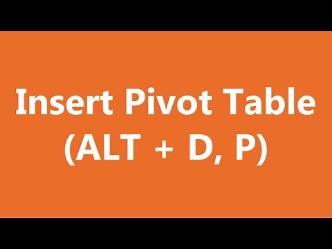 Excel Shortcuts - Pivot Table