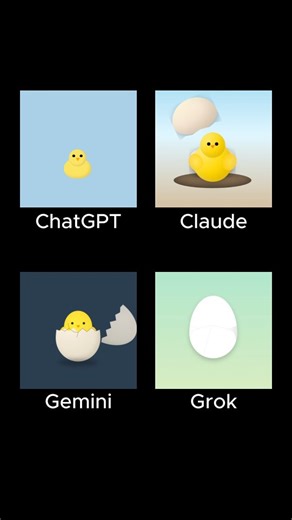 AIFaceOff on Instagram: "Prompt: Create a single-file realistic HTML, CSS, and JavaScript animation of a chicken egg hatching and revealing a chick. Which AI did it better? 🐣 Comment Below 👇 #chatgpt #claude #gemini"