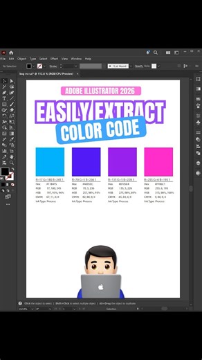 Easily Extract Color Codes in Adobe Illustrator #tips