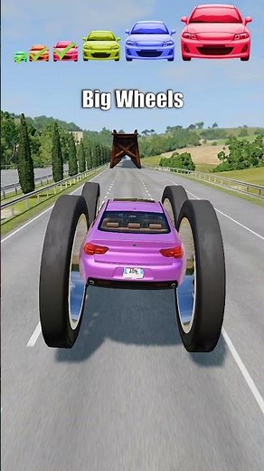 Big & Small car vs wood bridge tunnel - BeamNG.Drive