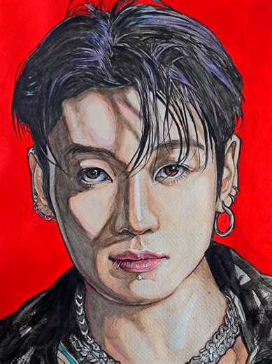 Jungkook BTS 💜 painting Progress. Aquarell, Acrylic. 방탄소년단, 정국 @BTS
