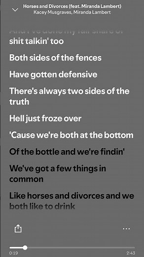 Kacey Musgraves, Miranda Lambert - Horses and Divorces (Lyrics) #spotify #popular #trending