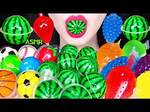 ASMR WATERMELON JELLY GUMMY, TIKTOK JELLO, GUMMY BALL 수박 젤리, 농구공 젤리, 야구공 젤리, 틱톡 젤리 먹방 EATING SOUNDS