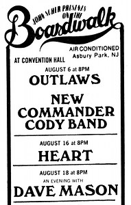 Aug 06, 1977: The Outlaws / The New Commander Cody Band at Asbury Park Convention Hall Asbury Park, New Jersey, United States | Concert Archives
