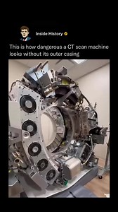 18M views · 10K reactions | Without its casing, a CT scan machine appears hazardous due to exposed high-voltage components, intricate internal mechanisms, potential radiation hazards, sharp edges, and moving parts. Its industrial look is much more intimidating compared to its usual smooth, sleek design. (Via: @arch_.irani) #didyouknow #history #reels #science #health | Inside History | Facebook