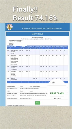 “From‘I just want to pass’ to this 🥹✨ #bams#studentlife #rguhs #result
