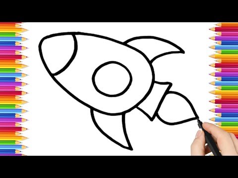 How To Draw cute Rocket Drawing, Painting & Coloring For Kids and Toddlers_ Child Art 🐋🌈🎨
