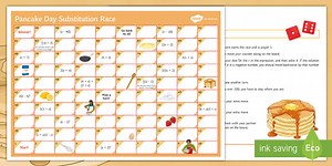 Maths Pancake Day: Substitution Race Algebra Board Game
