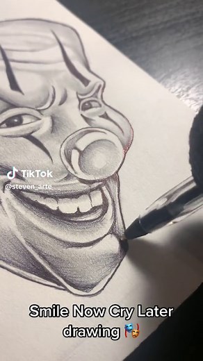 Smile Now Cry Later 🎭 #fyp #drawing #chicano #ballpointpen