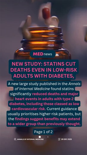 💊 Statins cut deaths even in low-risk adults with diabetes, new study #healthnews #statins #diabetes