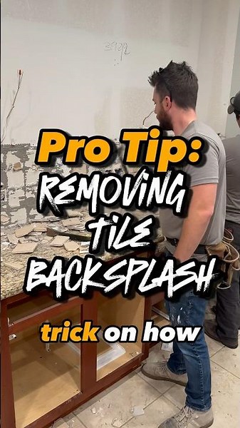 Pro Tip: Removing Tile BackSplash #diy #homeimprovement #homerenovation #renovation #construction