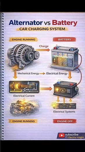 Alternator vs Battery, how does a car charging system really work? #Alternator #battery #iti