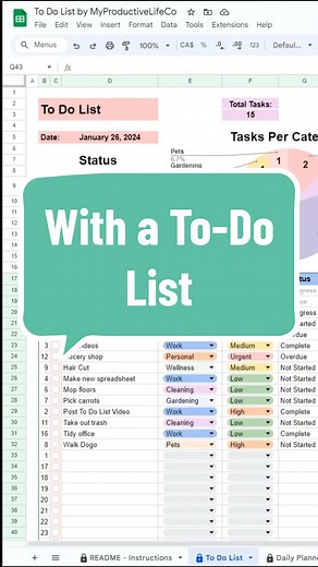 Use this To-do list spreadsheet to keep track of everything that you accomplish in a week. Grab your copy in my shop. #Productivity #TaskManagement #ToDoList #OrganizeYourLife #TimeManagement #DailyTasks #ProductiveDay #TaskOrganizer #ProductivityHack #ClearYourMind #GetThingsDone