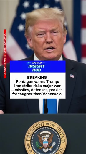 Pentagon warns Trump: Iran strike risks major war—missiles, defenses, proxies far tougher than Venezuela. Tehran vows fierce retaliation.