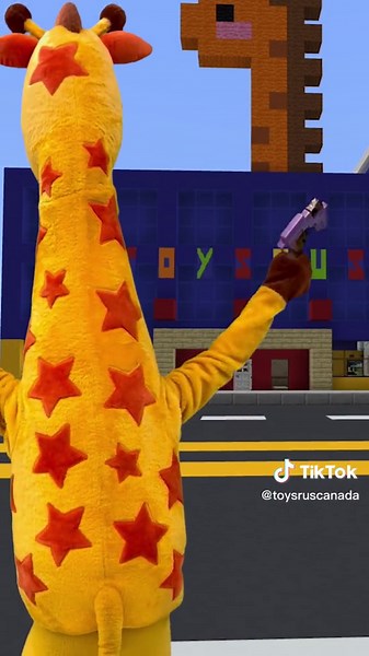 I can't believe I'm in Minecraft 😱🦒 #imaginationincluded #minecraft #toysrus #geoffrey #trend #fyp #trending