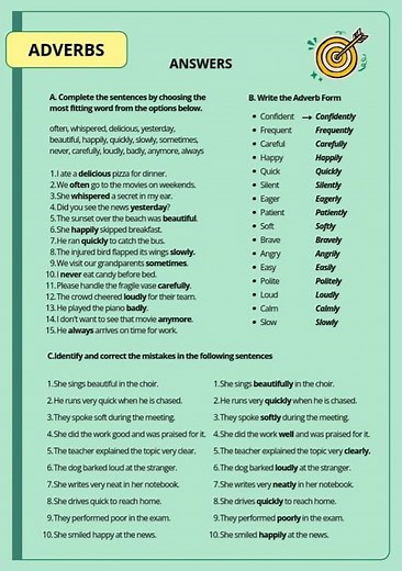 📚 Adverbs Made Easy | Worksheet + Answer Key + Sentence Formation‪@Learn.achieve.succeed67‬