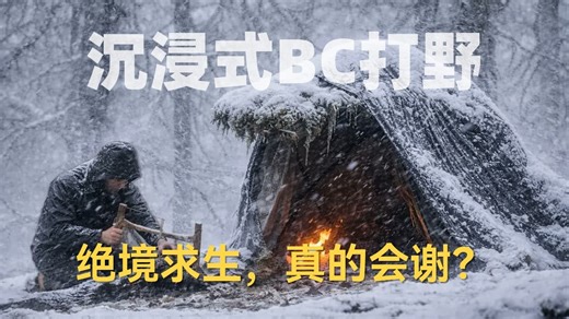 【沉浸式BC打野】绝境求生四日！暴风雪中孤身一战，原始丛林庇护所与微弱火光，点燃求生本能，挑战生命极限，只为守护那份对生命的热爱与渴望！