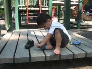 Taking off shoes and socks
