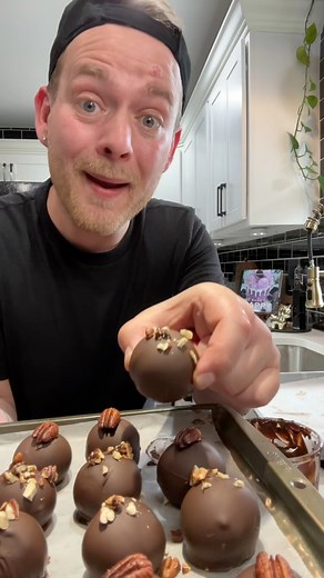 These Bourbon Ball are the best 🤎 🤎 🤎 Bourbon Balls 1/2 C. Butter (softened) 4-5 C. Powdered Sugar 1 C. Pecans (toasted) 6 TBS. Bourbon 1 tsp. Vanilla 3 C. Chocolate Chips (I used dark) Soak toasted nuts in bourbon for a minimum of 8hrs for best flavor. In a bowl mix together softened butter and half of the sugar then add vanilla and remaining sugar. Mixture will be crumbly. Now add the soaked pecans/liquid to a food processor and pulse to chop into small bits. Add nuts to the butter sugar mi