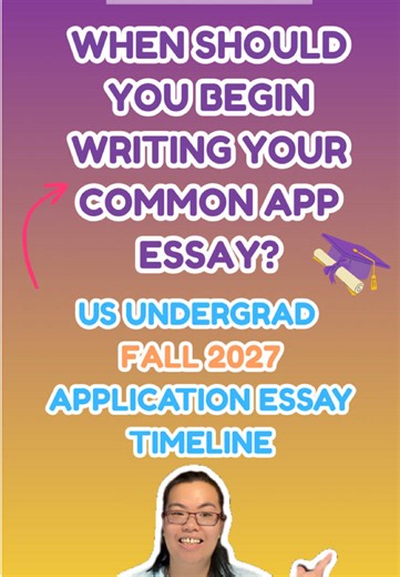 Fall 2027 US Undergraduate Application Essays Writing Timeline When should you begin your Common App essay and when should you submit your applications? Zoe will answer these questions in this video. Zenar International Education specialises in university application essay consulting and corrections and IELTS English tutoring. All our dedicated teachers are native speakers residing in Australia who provide personalised guidance and support to students so that they can achieve their educational d