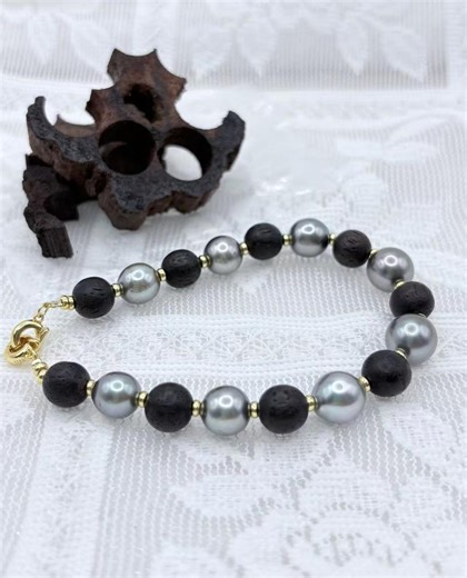 Natural Handmade QI Nan Wooden Bead Bracelet With High Quality Tahitian Platinum Grey Pearl, 8mm Meditation Beads - Etsy