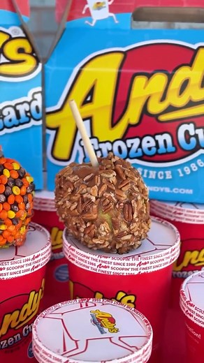7.1K views · 16 reactions | An apple a day keeps the doctor away and we agree! What's your favorite caramel apple flavor? Double-dip, Reese's Pieces, or roasted pecan?? | Andy's Frozen Custard | Facebook